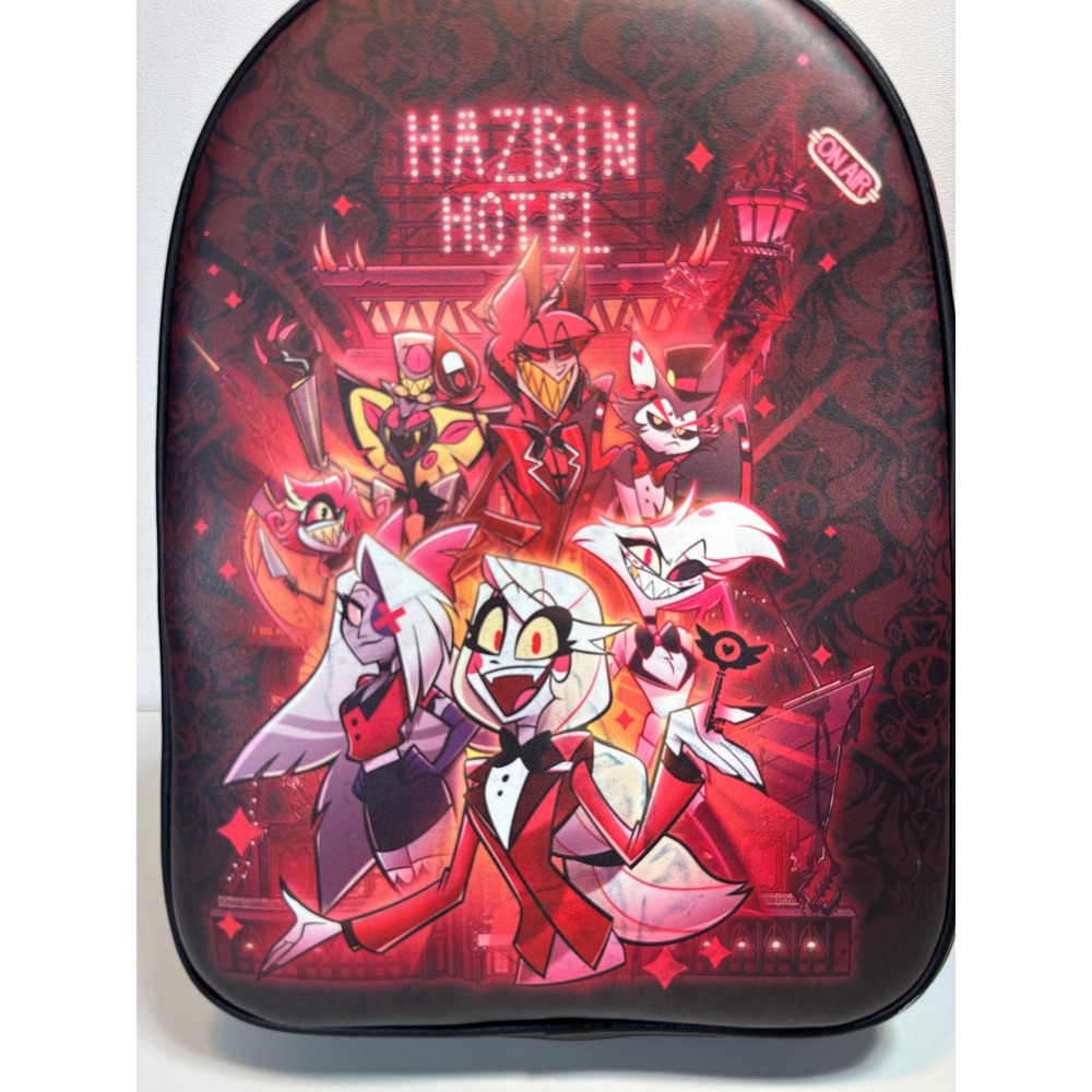 Hot Topic Hazbin Hotel Mini Backpack Red Black Charlie Alastor Angel Dust - Picture 2 of 7